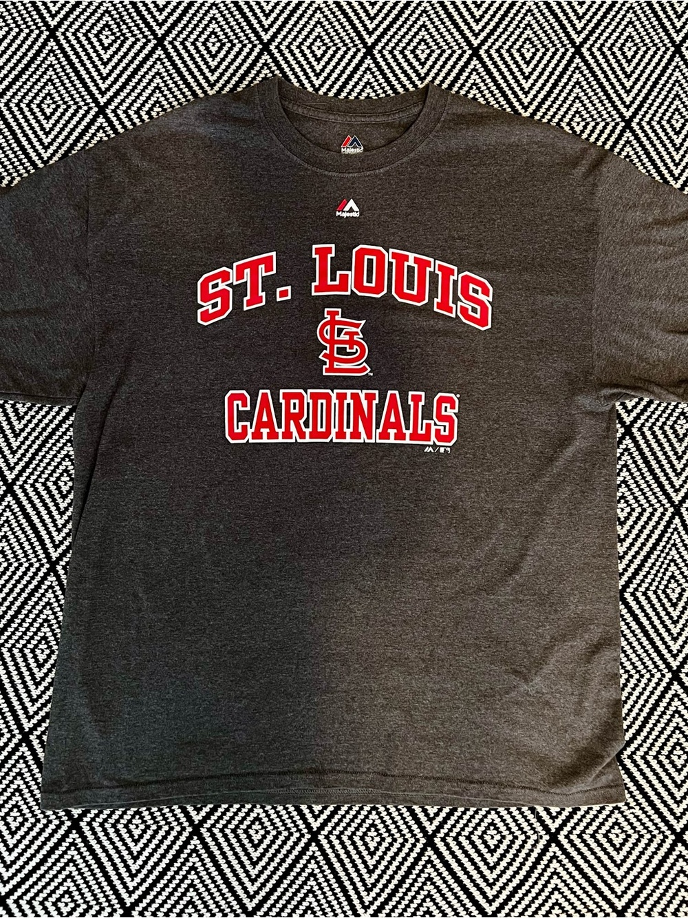 Majestic St. Louis Cardinals Dark Gray Tee with Red Logo